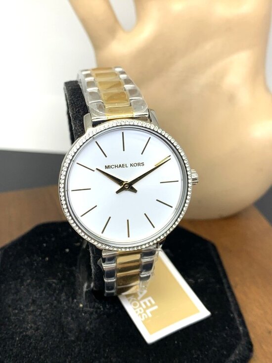 Michael Kors Womens Watch MK1041 Quartz White Dial Two Tone Stainless Steel 32mm main image 5